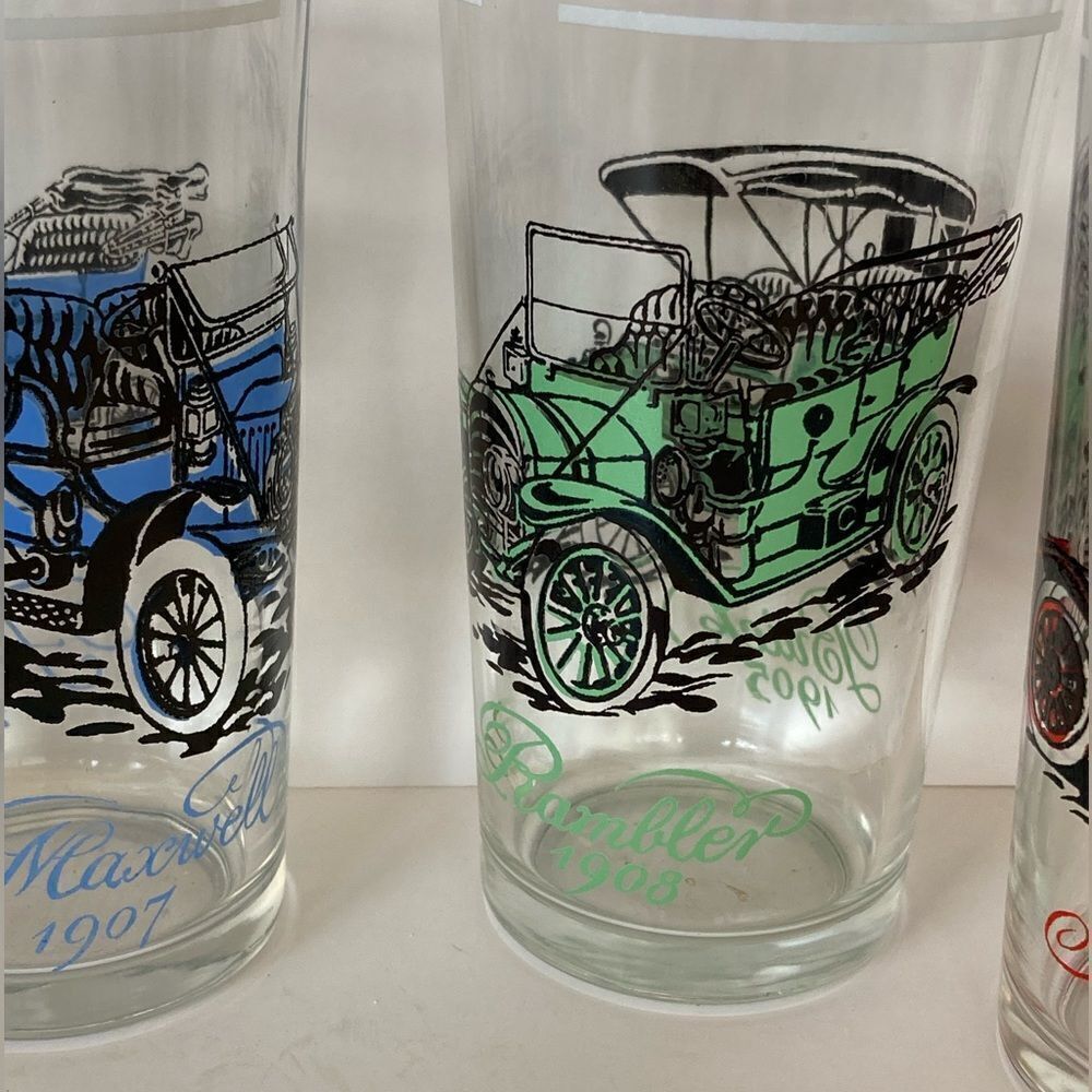 6 Vintage Glasses Antique Vechiles - Picture 3 of 6